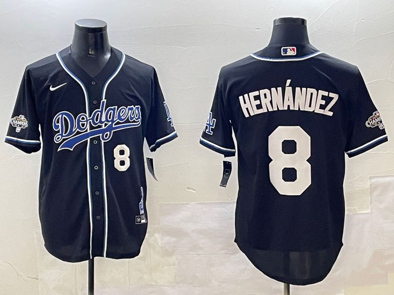 Men Los Angeles Dodgers #8 Hernandez Black Fashion Game 2025 Nike MLB Jersey style 30618->los angeles dodgers->MLB Jersey